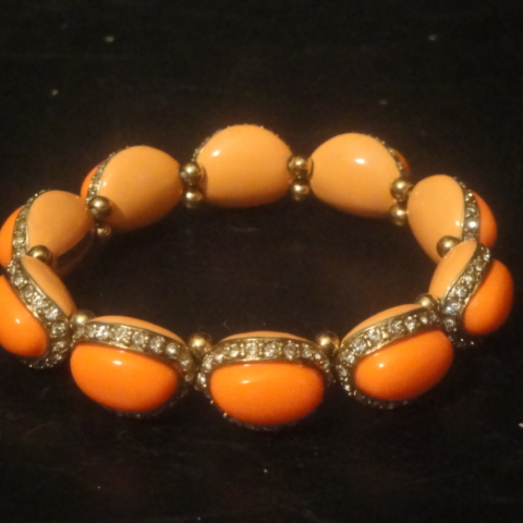 Ann Taylor Vtg Orange Bean Stone Stretch Bracelet 33$